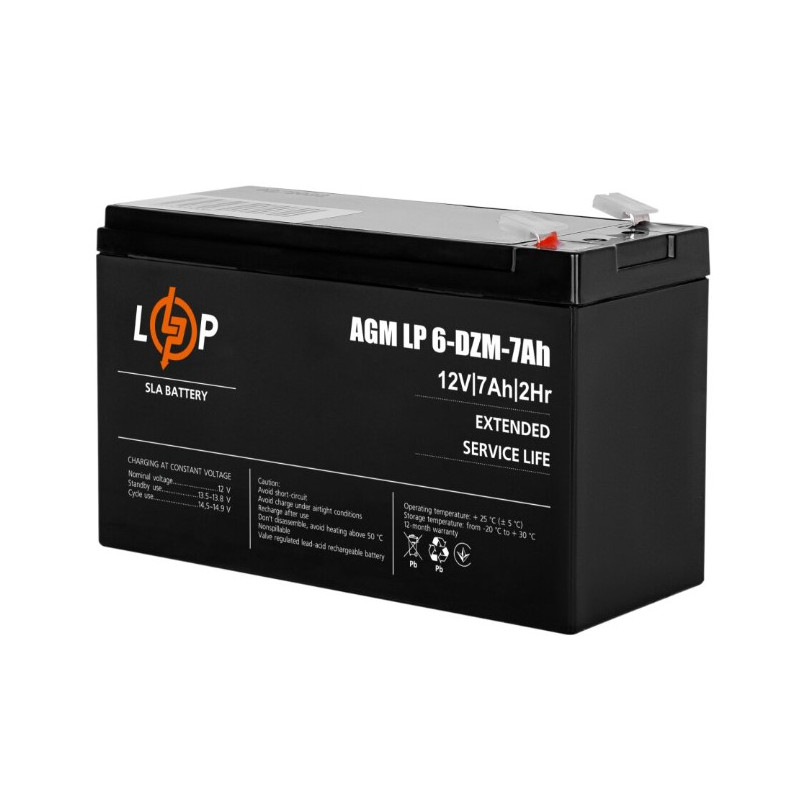 Акумуляторна батарея LogicPower 12V 7AH (LP 6-DZM-7 Ah) AGM