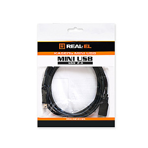 Кабель REAL-EL USB - mini USB V 2.0 (M/M), 1.8 м, чорний (EL123500006)