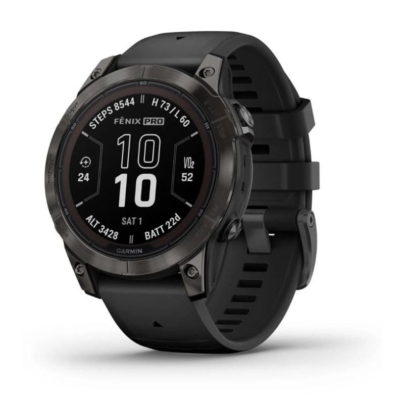 Смарт-годинник Garmin Fenix 7 Pro Sapphire Solar Carbon Gray DLC Titanium with Black Silicone (010-02777-54)