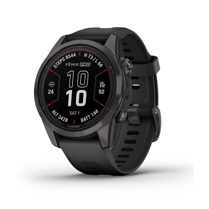 Смарт-годинник Garmin Fenix 7S Pro Sapphire Solar Carbon Gray Titanium with Black Silicone (010-02776-54)