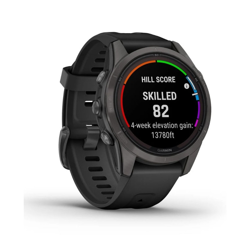 Смарт-годинник Garmin Fenix 7S Pro Sapphire Solar Carbon Gray Titanium with Black Silicone (010-02776-54)