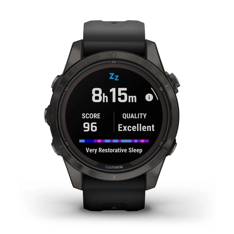 Смарт-годинник Garmin Fenix 7S Pro Sapphire Solar Carbon Gray Titanium with Black Silicone (010-02776-54)