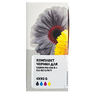 Комплект чорнил Barva Canon PGI-520 BL + CLI-521 C/M/Y (MG2140/MP230/MP280) (CPGI520-090-MP) 4х90 г