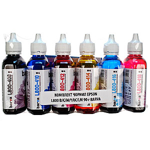 Комплект чорнил Barva EPSON L800/L810/L850/L1800 B/C/M/Y/LC/LM (T6731) (L800-090-MP) 6х90 г