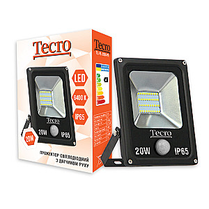 Світлодіодний прожектор Tecro TL-FL-20B-PR 20W 6400K з датчиком руху