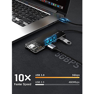 Концентратор Cabletime USB Type C - 4 Port USB 3.0, 0.15 cm (CB02B)