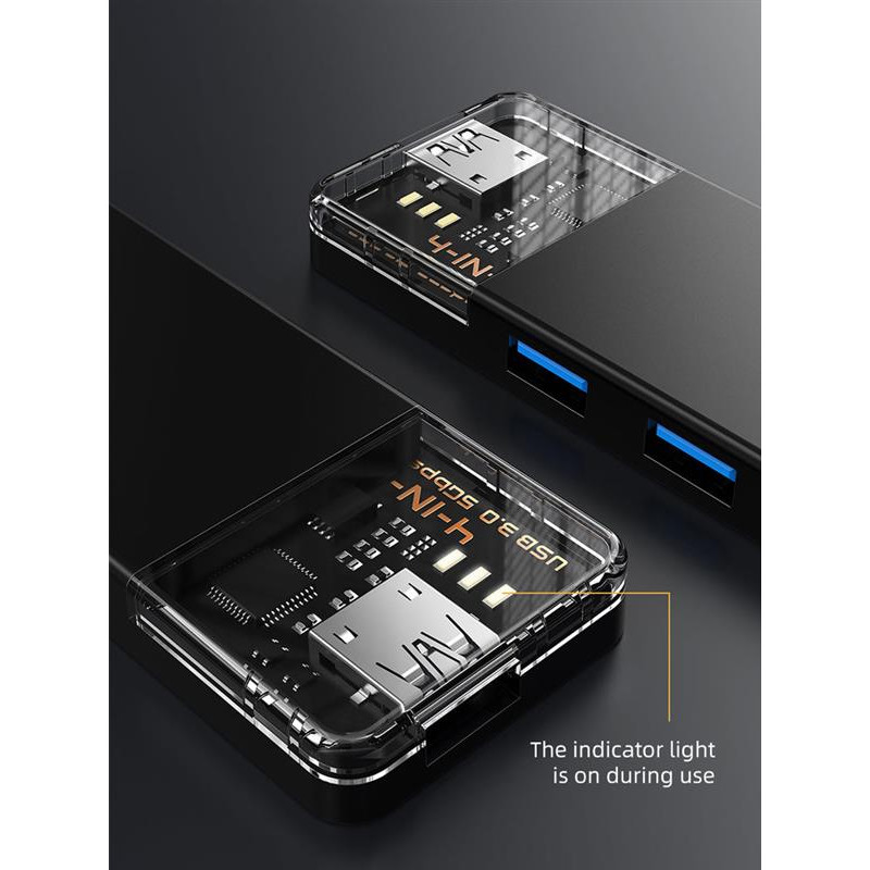 Концентратор Cabletime USB Type C - 4 Port USB 3.0, 0.15 cm (CB02B)