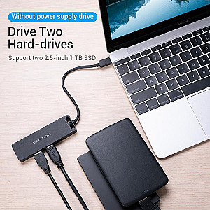 Концентратор Vention 4-Port з micro USB живленням 0.15M Black (TGKBB)