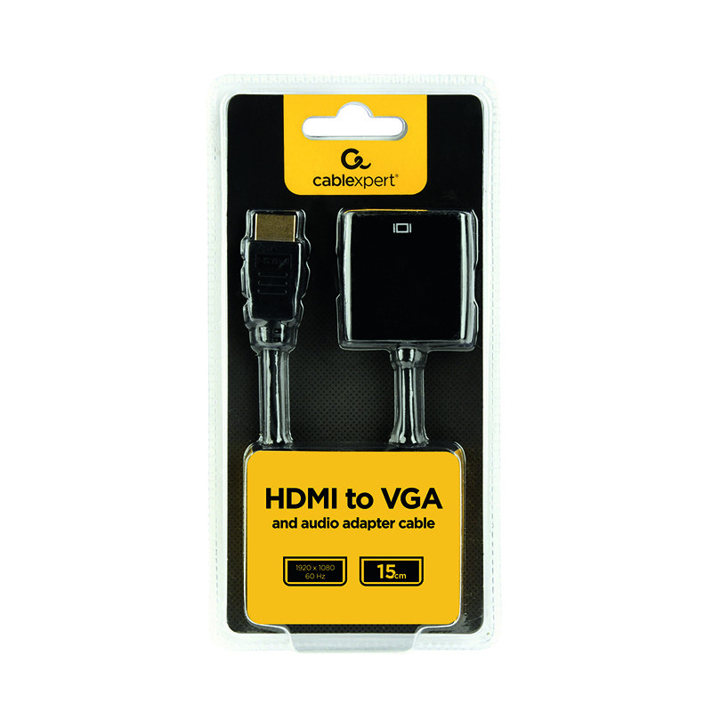 Адаптер Cablexpert HDMI - VGA V 1.4 (M/F), 0.15 м, Black (A-HDMI-VGA-03)