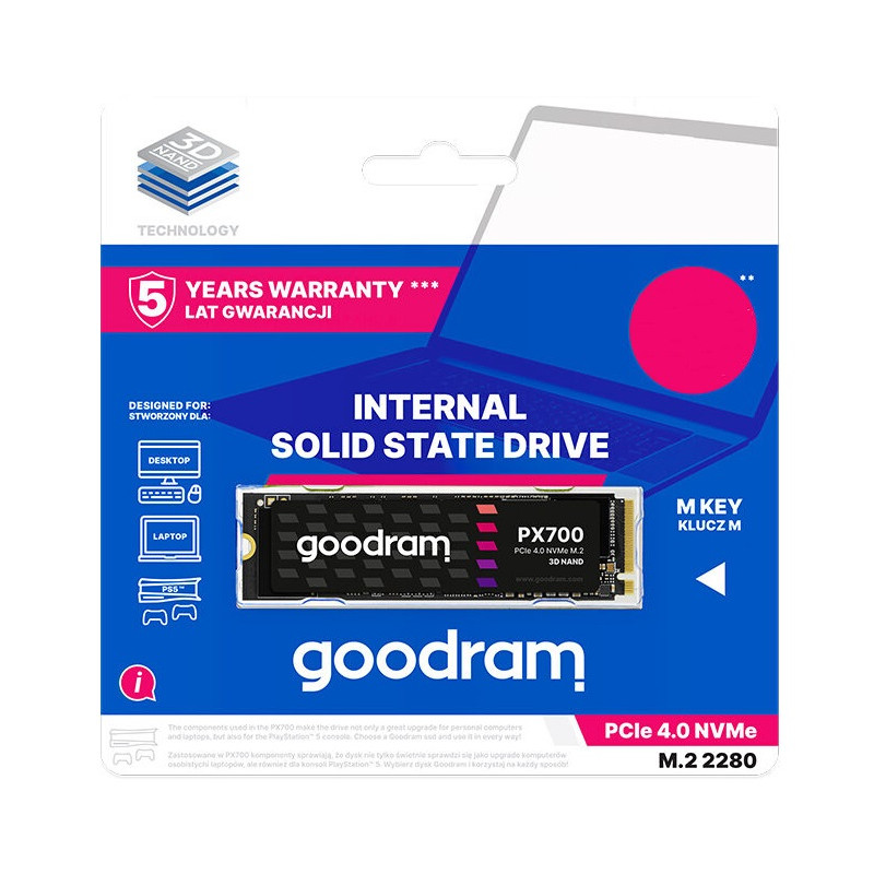Накопичувач SSD 1TB Goodram PX700 M.2 2280 PCIe 4.0 x4 NVMe 3D NAND (SSDPR-PX700-01T-80)