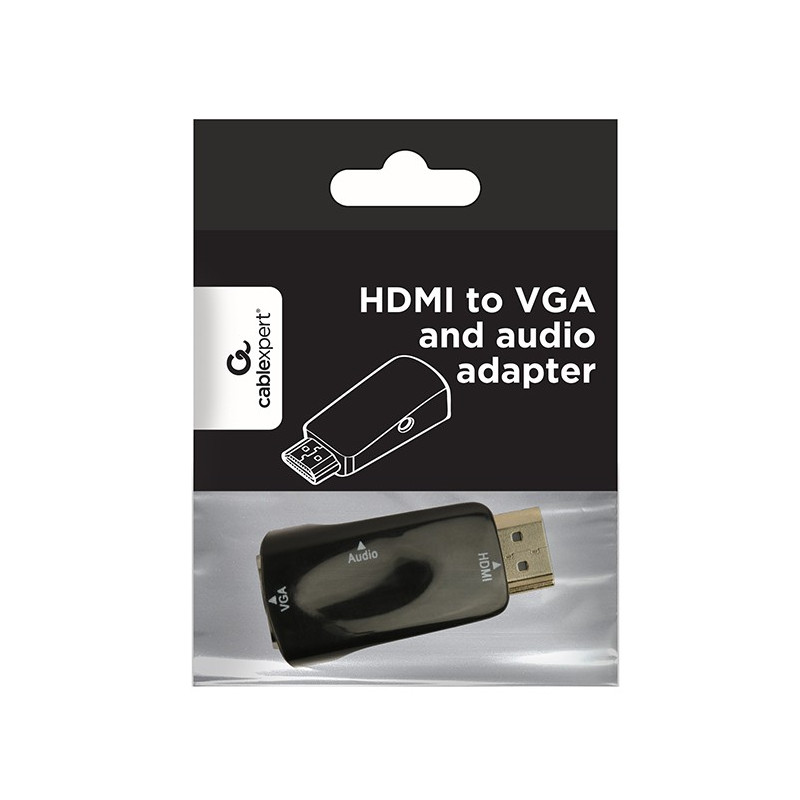 Адаптер Cablexpert HDMI - VGA V 1.4 (M/F), Black (A-HDMI-VGA-02)