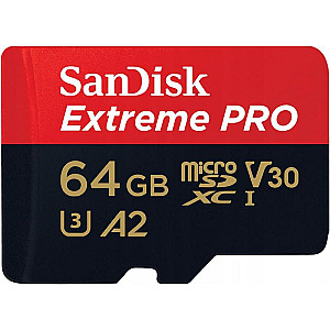 Карта пам`ятi MicroSDXC 64GB UHS-I U3 R200/W90MB/s SanDisk Extreme Pro V30 + SD-адаптер (SDSQXCU-064G-GN6MA)