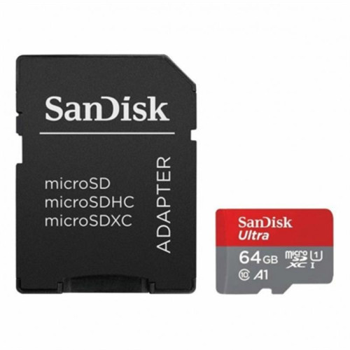 Карта пам`ятi MicroSDXC 64GB UHS-I Class 10 SanDisk Ultra A1 R140MB/s + SD-adapter (SDSQUAB-064G-GN6MA)