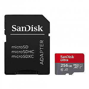 Карта пам`ятi MicroSDXC 256GB UHS-I Class 10 SanDisk Ultra A1 R150MB/s + SD-adapter (SDSQUAC-256G-GN6MA)