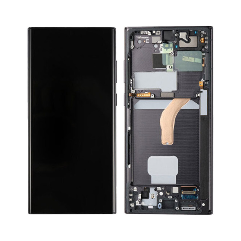 Дисплей Samsung SM-S908 Galaxy S22 Ultra (2022) у зборі з сенсором та рамкою Phantom Black service orig (L23520)