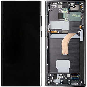 Дисплей Samsung SM-S908 Galaxy S22 Ultra (2022) у зборі з сенсором та рамкою Phantom Black service orig (L23520)