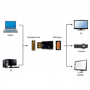 Адаптер Cablexpert DisplayPort - VGA (M/F), чорний (A-DPM-VGAF-01) пакет
