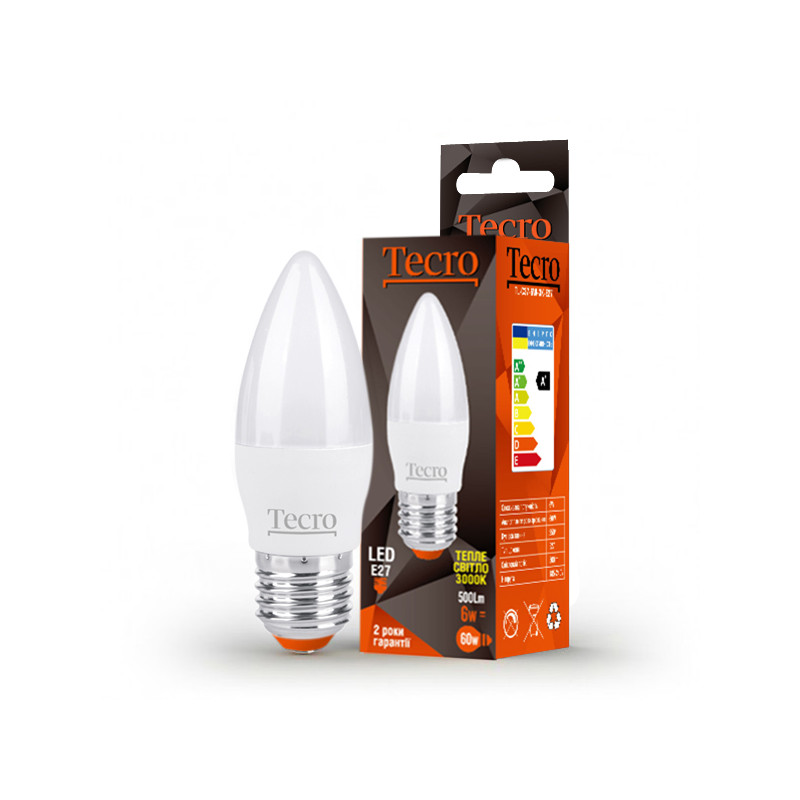 Лампа світлодіодна Tecro 6W E27 3000K (TL-C37-6W-3K-E27)