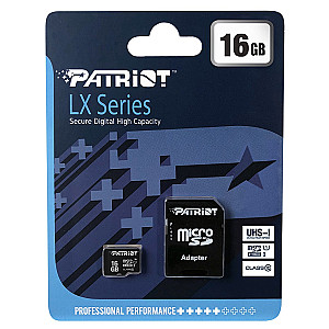 Карта пам`ятi MicroSDHC 16GB UHS-I Class 10 Patriot LX + SD-adapter (PSF16GMCSDHC10)