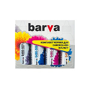 Комплект чорнил Barva Canon Pixma GI490/G1400/G2400/G3400 B/C/M/Y (CG490-090-MP) 4*90г