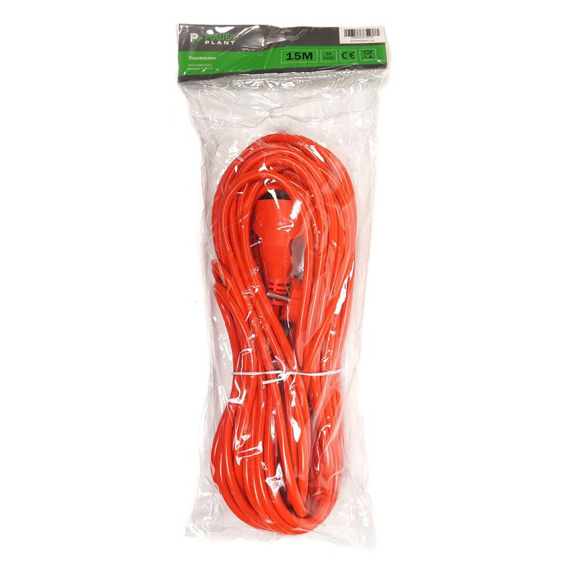 Подовжувач PowerPlant JY-3024/15 (PPCA08M150S1) 1 розетка, 15 м, помаранчевий