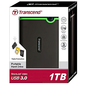 Накопичувач зовнiшнiй HDD 2.5" USB 1.0TB Transcend StoreJet 25M3 Iron Gray Slim (TS1TSJ25M3S)