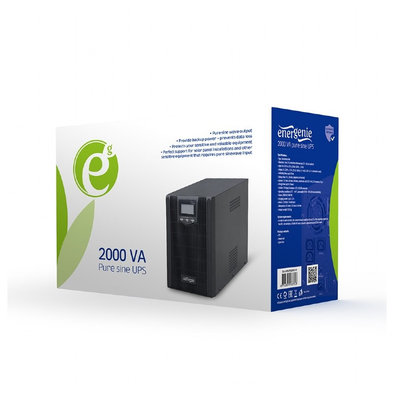 Джерело безперебійного живлення EnerGenie EG-UPS-PS2000-01 2000VA, Line Int., AVR, 3xIEC, метал