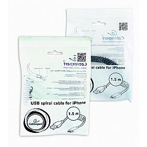 Кабель Cablexpert USB - Lightning (M/M), спіральний, 1.5 м, білий (CC-LMAM-1.5M-W)