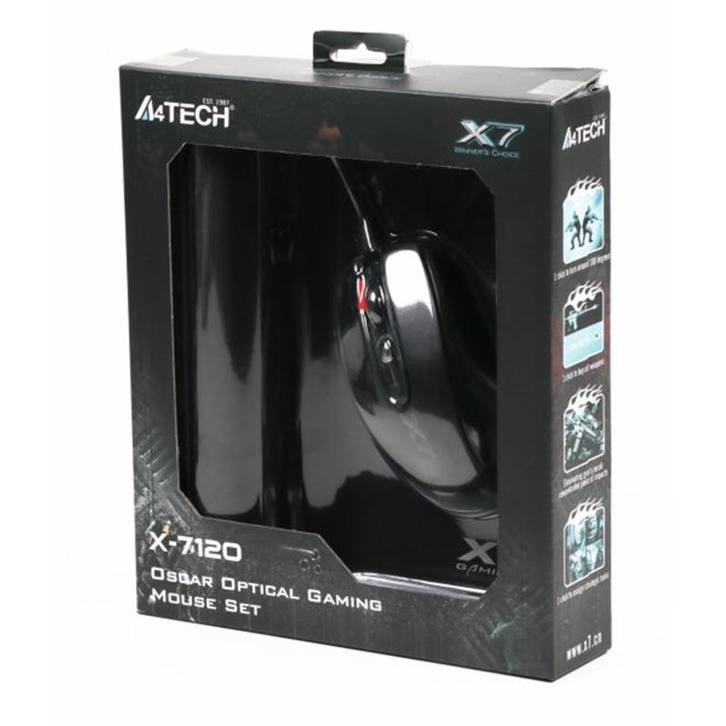Миша A4Tech X-710BK Black USB + килимок A4Tech X7-200MP