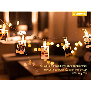 Світлодіодна гірлянда ColorWay (CW-LCP-40L42B) 40LED, 4.2м, з прищіпками для фото