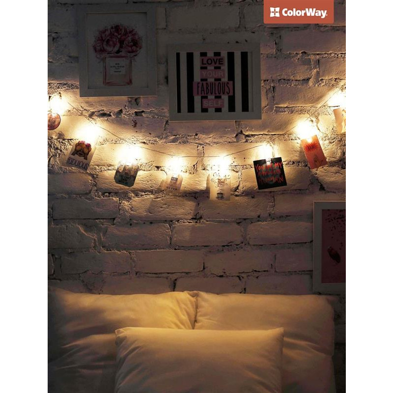 Світлодіодна гірлянда ColorWay (CW-LCP-40L42B) 40LED, 4.2м, з прищіпками для фото