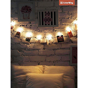 Світлодіодна гірлянда ColorWay (CW-LCP-40L42B) 40LED, 4.2м, з прищіпками для фото