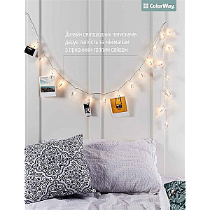 Світлодіодна гірлянда ColorWay (CW-LCP-40L42B) 40LED, 4.2м, з прищіпками для фото