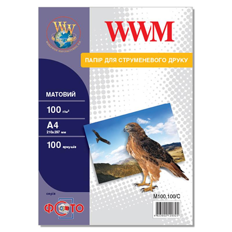 Фотопапiр WWM Photo матовий 100г/м2 А4 100л (M100.100/C)