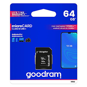 Карта пам`ятi MicroSDXC 64GB UHS-I Class 10 GOODRAM + SD-adapter (M1AA-0640R12)