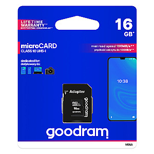 Карта пам`яті MicroSDHC 16GB UHS-I Class 10 GOODRAM + SD-adapter (M1AA-0160R12)