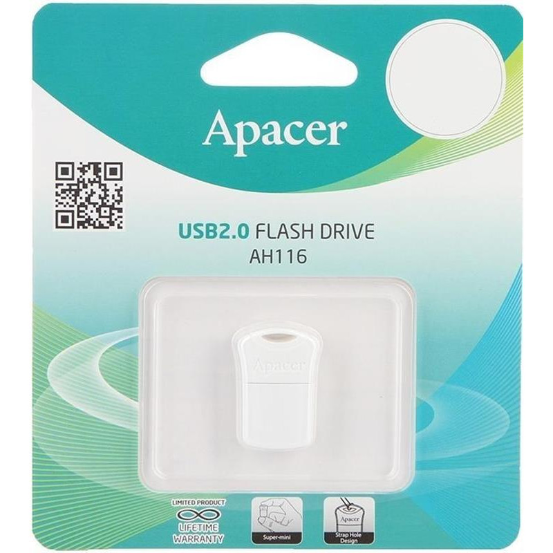 Флеш-накопичувач USB 32GB Apacer AH116 White (AP32GAH116W-1)