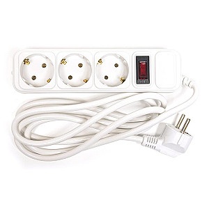 Фільтр живлення PowerPlant JY-1054/1.8 (PPSA10M18S3B) 3 розетки, 1.8 м, білий