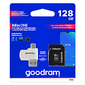 Карта пам`ятi MicroSDXC 128GB UHS-I Class 10 GOODRAM + SD-adapter + OTG Card reader (M1A4-1280R12)