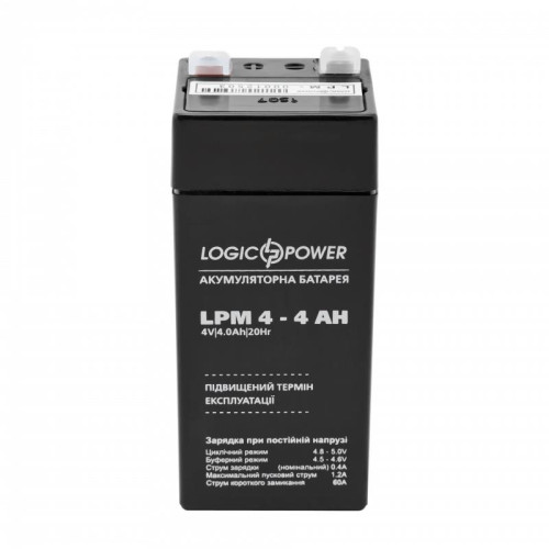 Акумуляторна батарея LogicPower LPM 4V 4AH (LPM 4 - 4 AH) AGM