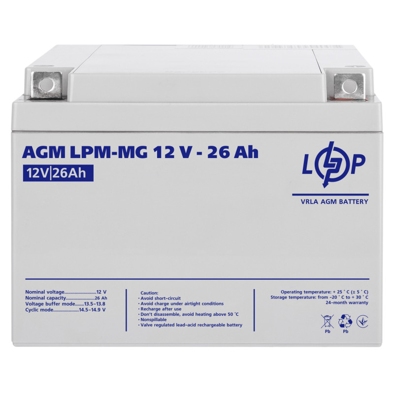 Акумуляторна батарея LogicPower  LPM 12V 26AH (LPM-MG 12 - 26 AH) AGM мультигель 